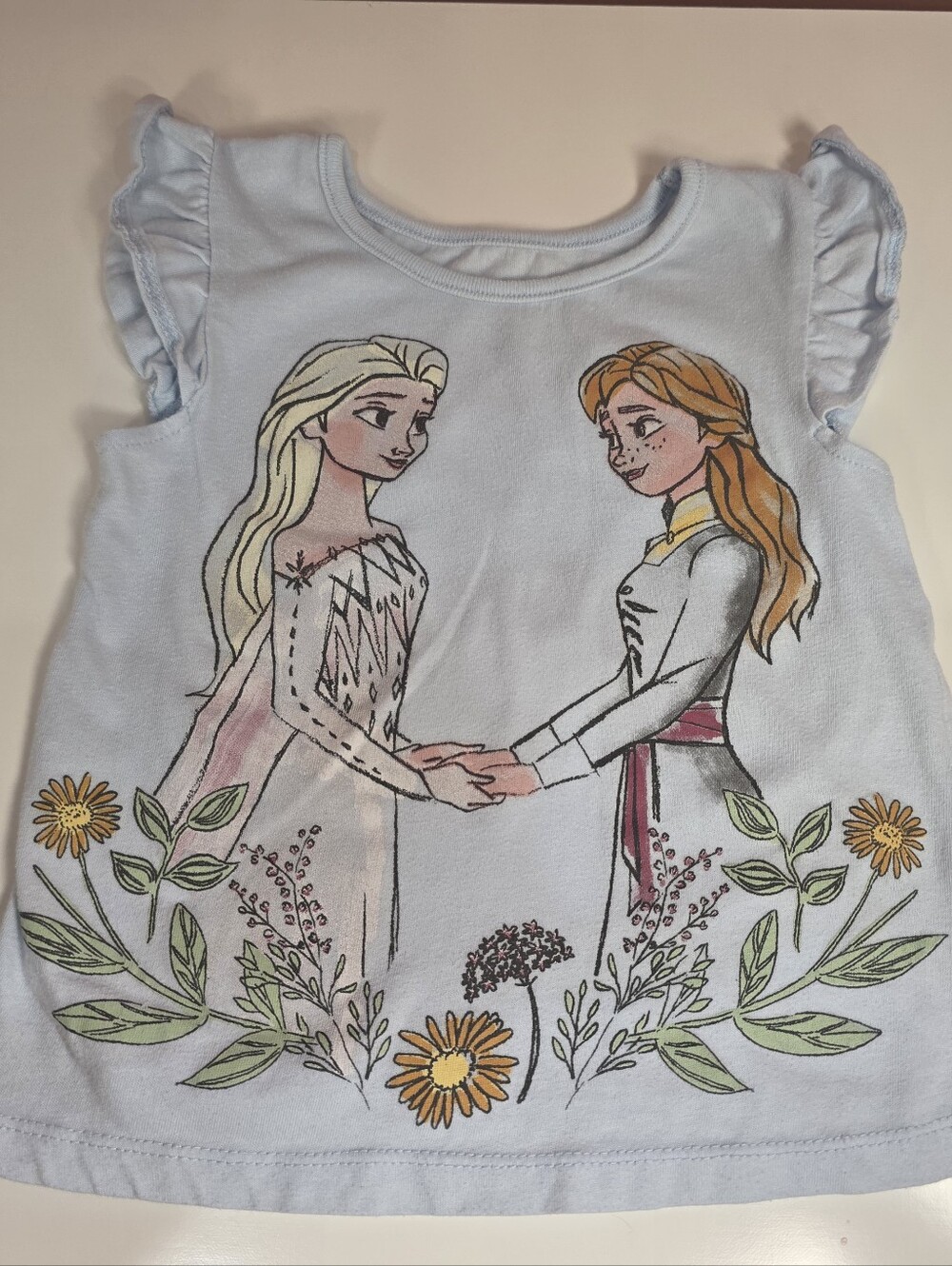 Disney Frozen II Elsa Anna Toddler Flutter Sleeve Top 4T
